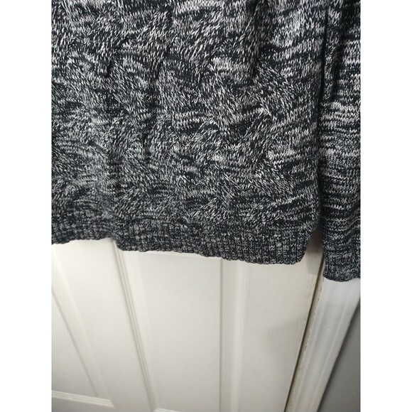 Lands End Woman M Black Grey Marbled Cable Knit Sweater Pullover Casual LS - Picture 6 of 9